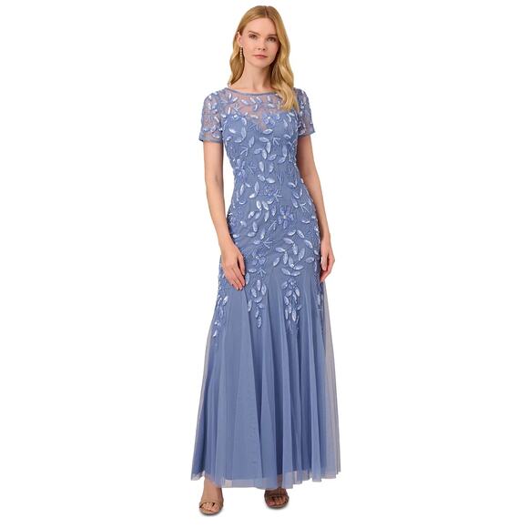 Floral-Beaded Gown Maxi Dress - Picture 1 of 2